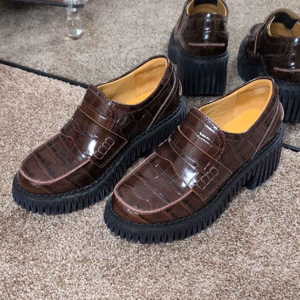 4CCCCEES Leather Plita Penny Heeled Loafers